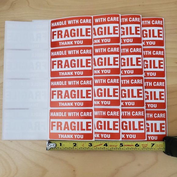 48 Large Fragile Handle With Care Stickers & Thank you Self Stick Labels 3" x 2 - Picture 6 of 6